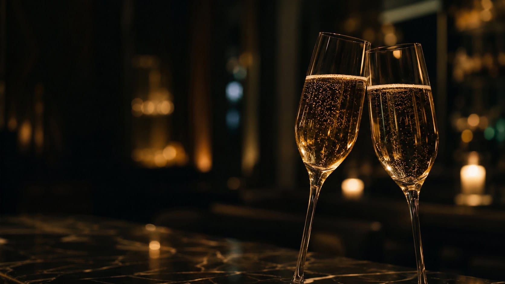 Champagnerglaeser in der Romantic Lounge